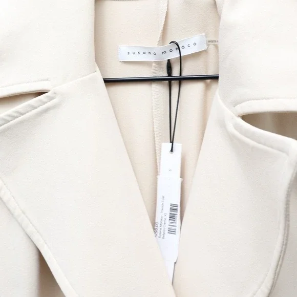 Susana Monaco Cream Double-Breasted Trench Coat - Picture 4 of 4